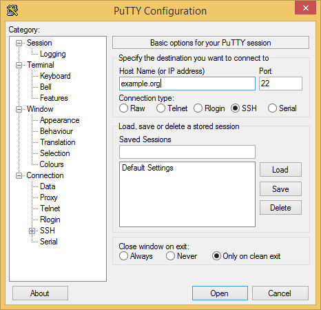 Screenshot Putty-SSH-Login