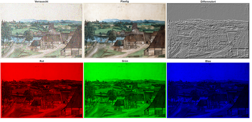 Screenshot verschiedener Pixelmanipulationen
