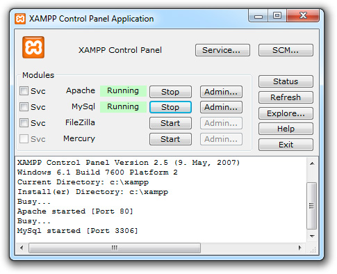 Screenshot XAMPP