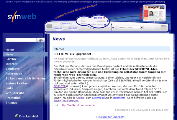 SELFHTML:Verein/Pressespiegel zur Vereinsgründung 2004 – SELFHTML-Wiki