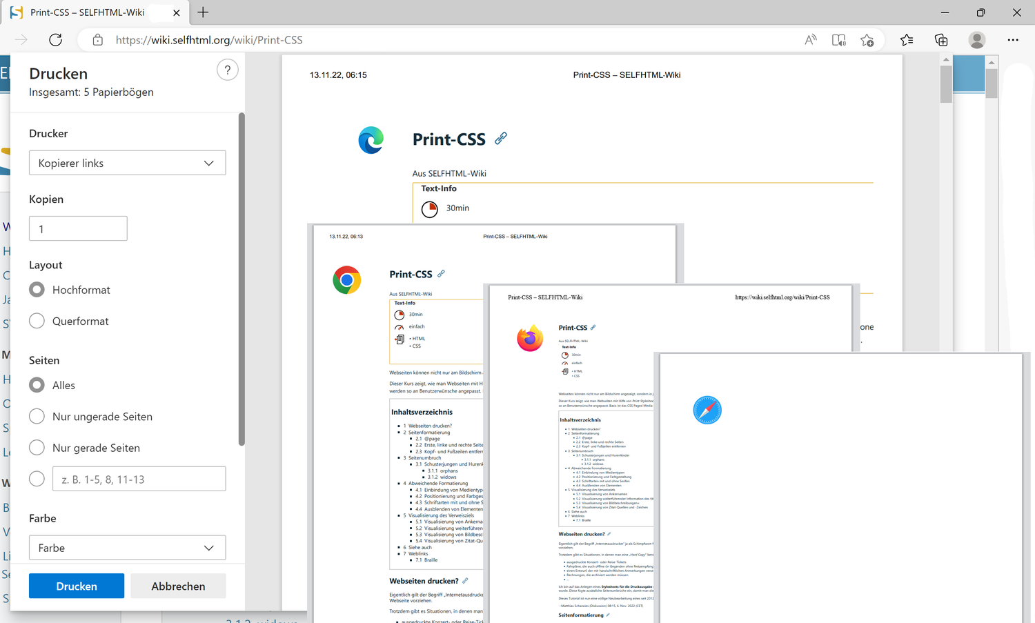 Print css selfhtml wiki