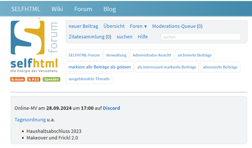 Screenshot der Einladung im öffentlichen Forum