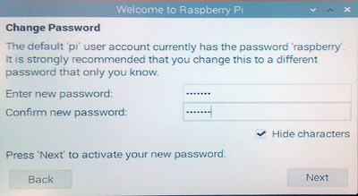 Passwort für User pi wird angefordert