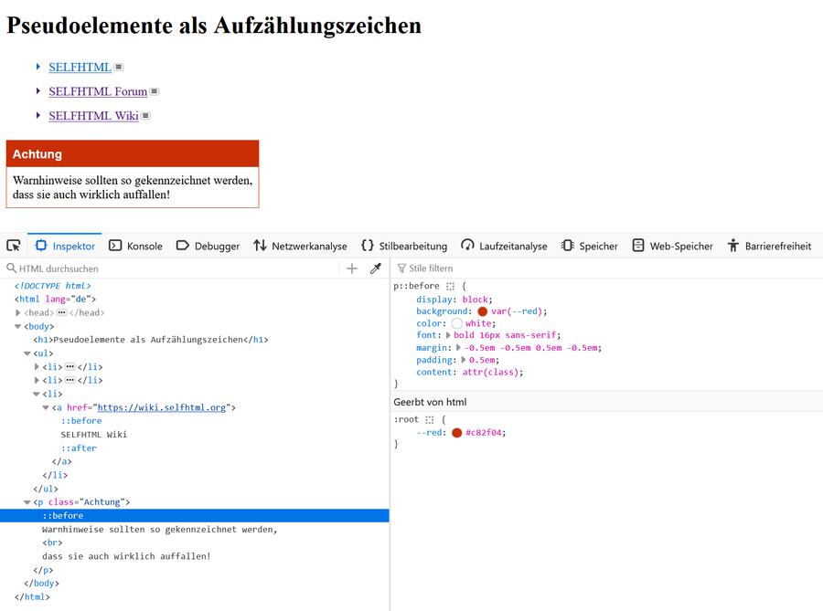 Pseudoelement im DOM